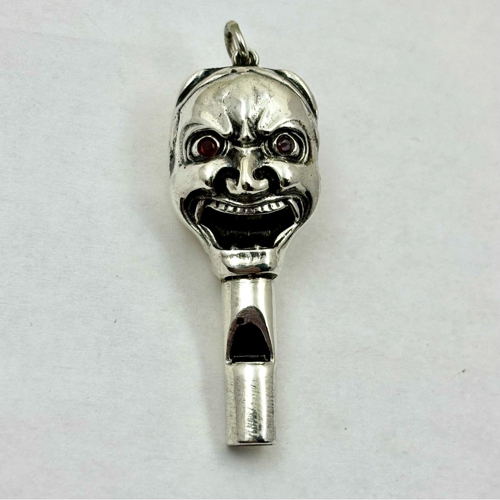 Antique Sterling Silver Satyr Whistle Pendant